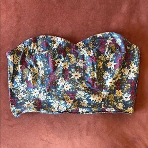 Urban Outfitters Floral Crop Top - Blue and Red